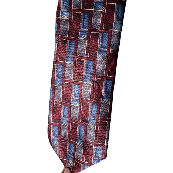 Pronto Uomo Men's 100% Silk Neck Tie Burgundy Blue - Picture 1 of 6